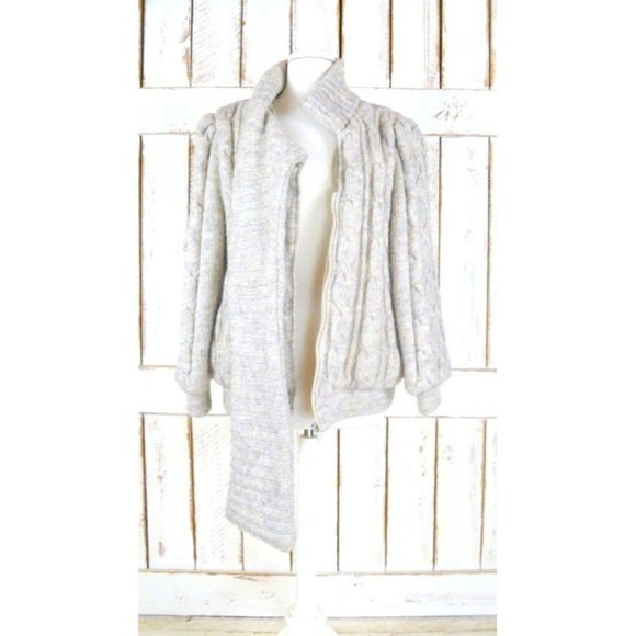 Vintage chunky cable knit ivory cream sweater coat - Picture 4 of 4